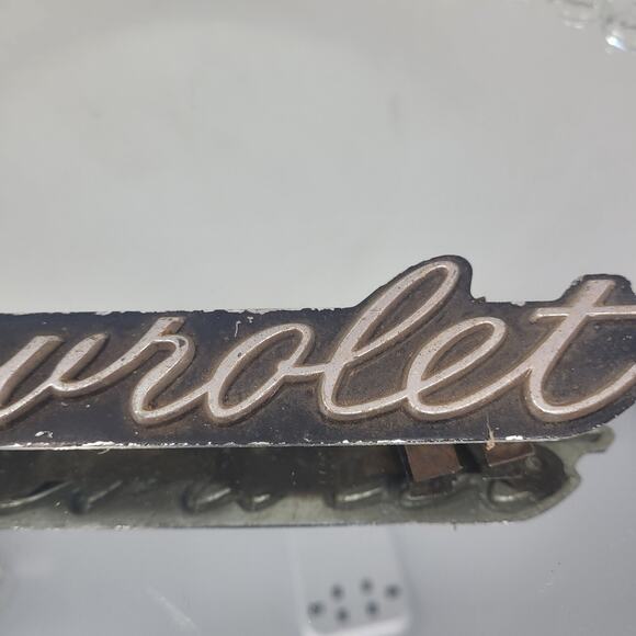 Vtg Chevrolet Emblem 1960s Script Logo Badge 9 Inch Name Plate Chevy Impala Etc. - Picture 4 of 12